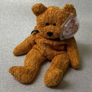 TY Beanie Baby “Fuzz” (1998) – Brown Textured Plush Bear w/ Hang Tag in tact
